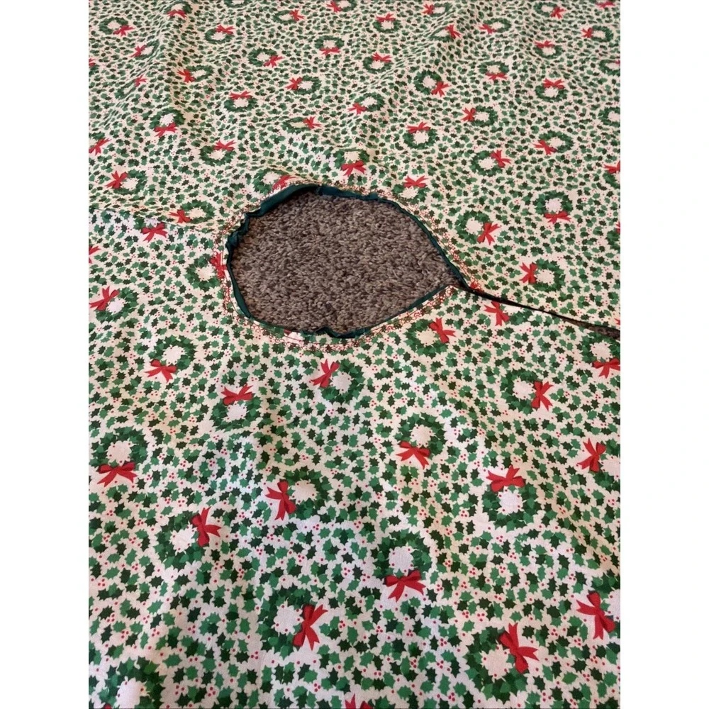 Vtg Christmas‎ Tree Skirt Wreath Pattern 51